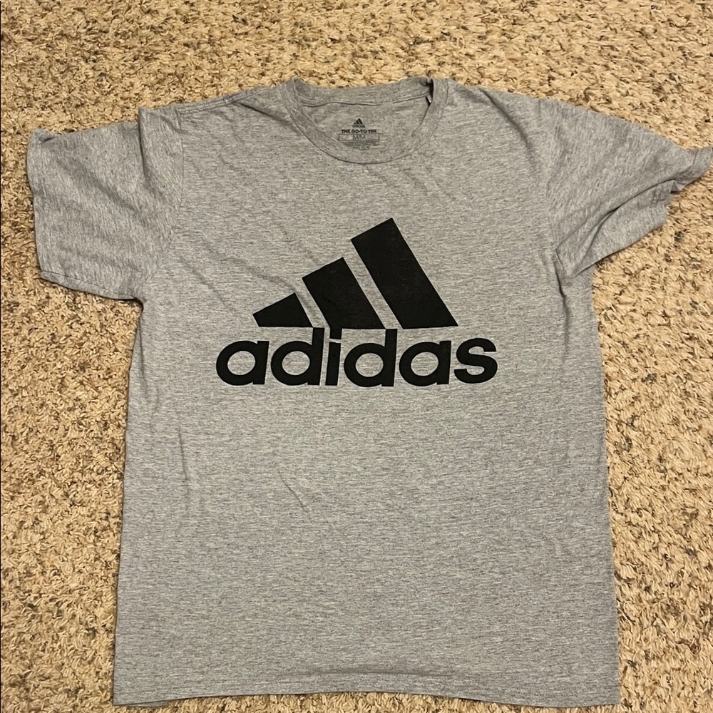 ❤️4/$10 Adidas Men's Heather Gray Tee with Black Logo